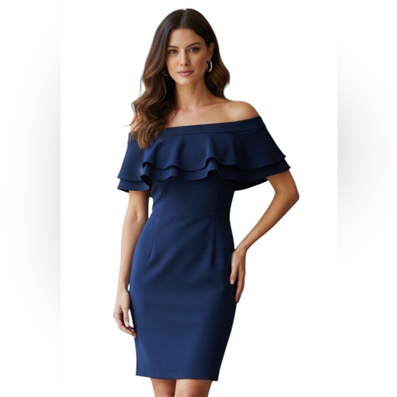 le chateau Dresses & Skirts - NWTS Le Chateau Dress, Off the Shoulder, Dark Navy, cocktail, holiday, sz S